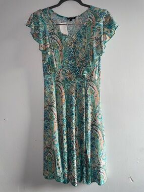 Sami & Jo Teal Paisley Fit & Flare Midi Dress
